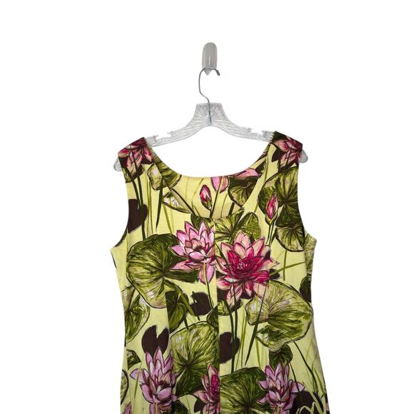 Talbots Dress VTG Green Tropical Print Beachy Vacation Sleeveless Resort Size 14 - Picture 8 of 11